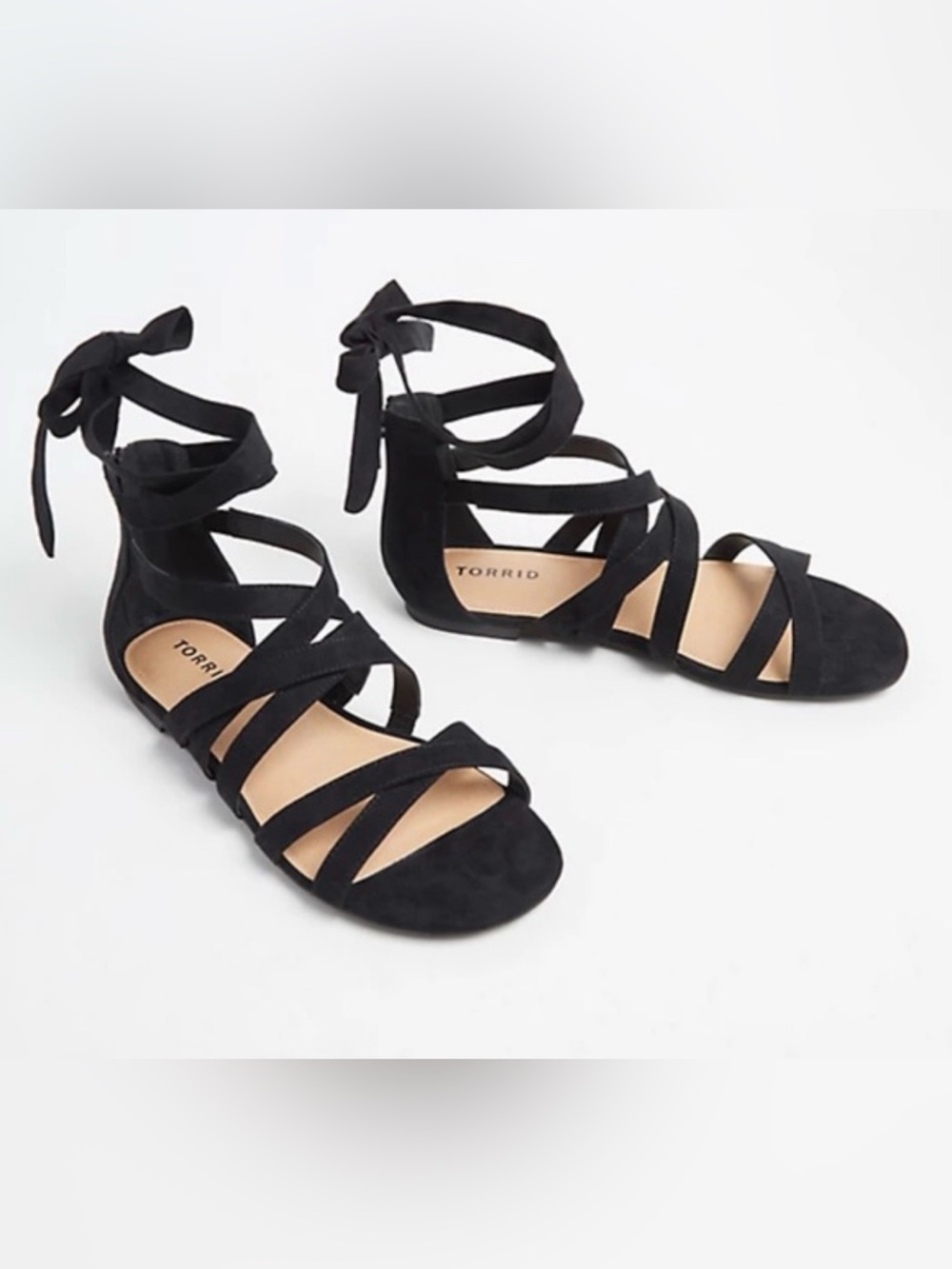 torrid Black Strappy Ankle Tie Gladiator Sandals SZ 9 Wide (used)